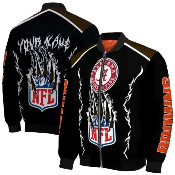 customized cleveland browns claw blood brown black bomber jacket fashion forward