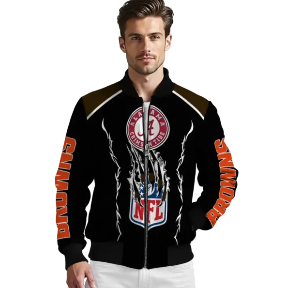 customized cleveland browns claw blood brown black bomber jacket high quality