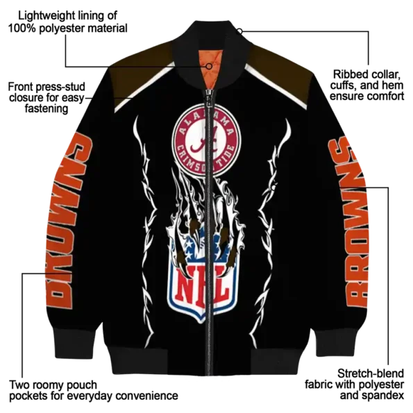 customized cleveland browns claw blood brown black bomber jacket new arrival