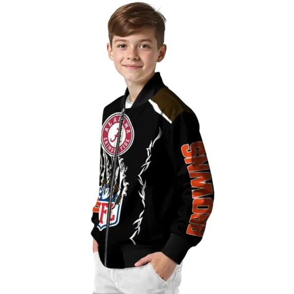 customized cleveland browns claw blood brown black bomber jacket trendy