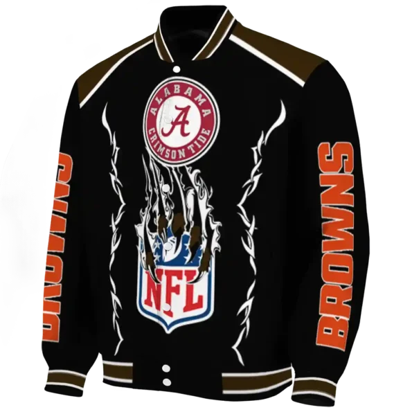 customized cleveland browns claw blood brown black varsity jacket best selling.webp