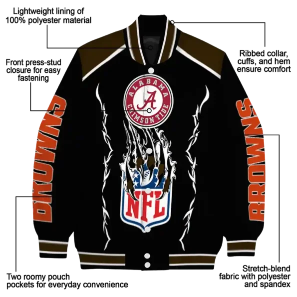 customized cleveland browns claw blood brown black varsity jacket new arrival.webp