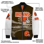 customized cleveland browns ferris arena brown white bomber jacket best selling