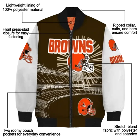 customized cleveland browns ferris arena brown white bomber jacket new arrival
