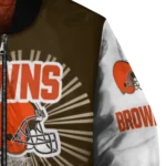 customized cleveland browns ferris arena brown white bomber jacket best selling