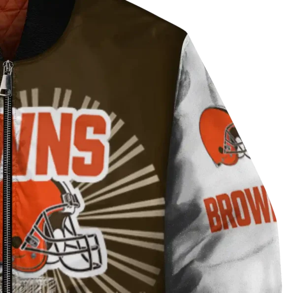 customized cleveland browns ferris arena brown white bomber jacket premium grade