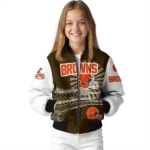 customized cleveland browns ferris arena brown white bomber jacket best selling