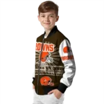 customized cleveland browns ferris arena brown white bomber jacket best selling