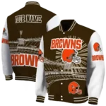customized cleveland browns ferris arena brown white varsity jacket best selling.webp