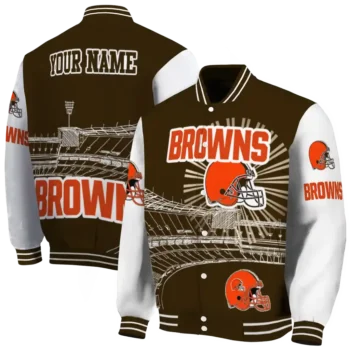 customized cleveland browns ferris arena brown white varsity jacket fashion forward.webp