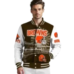 customized cleveland browns ferris arena brown white varsity jacket best selling.webp