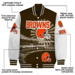 customized cleveland browns ferris arena brown white varsity jacket best selling.webp