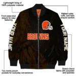 customized cleveland browns hexagon mesh brown black bomber jacket best selling