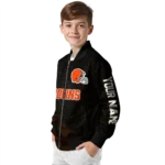 customized cleveland browns hexagon mesh brown black bomber jacket best selling