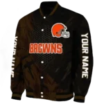 customized cleveland browns hexagon mesh brown black varsity jacket best selling.webp
