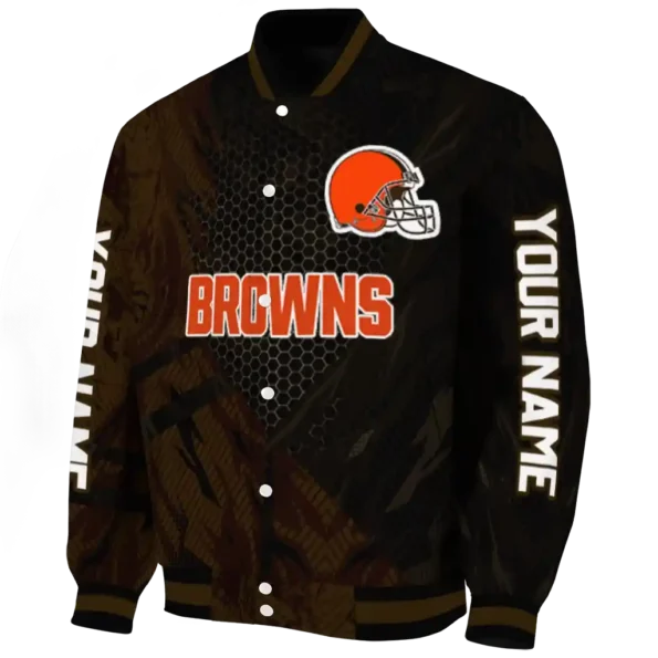 customized cleveland browns hexagon mesh brown black varsity jacket best selling.webp