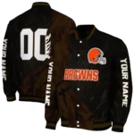 customized cleveland browns hexagon mesh brown black varsity jacket best selling.webp