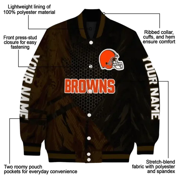 customized cleveland browns hexagon mesh brown black varsity jacket new arrival.webp