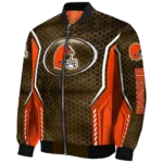 customized cleveland browns power plate brown bomber jacket best selling