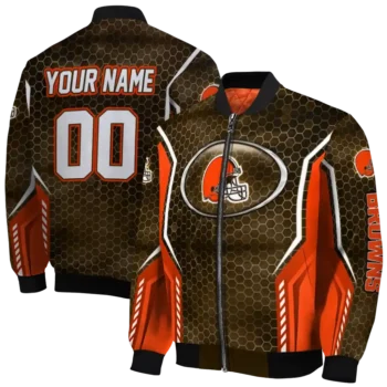 customized cleveland browns power plate brown bomber jacket fashion forward