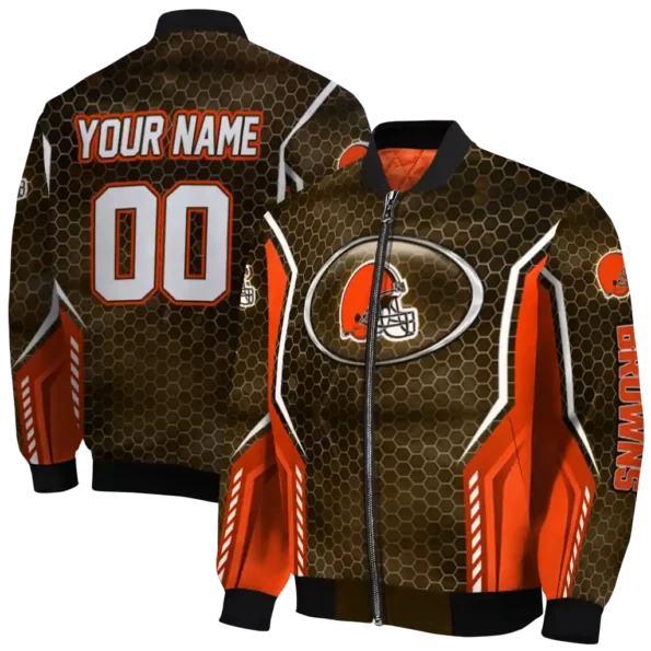 customized cleveland browns power plate brown bomber jacket fashion forward