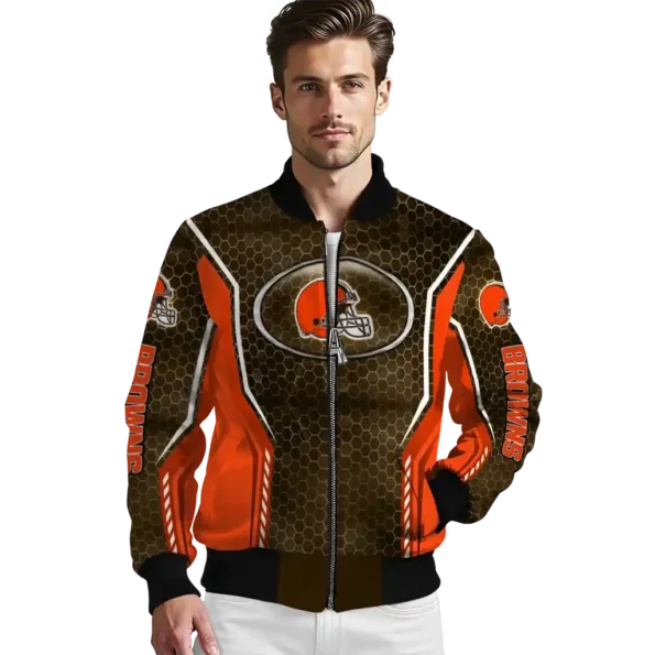 customized cleveland browns power plate brown bomber jacket high quality