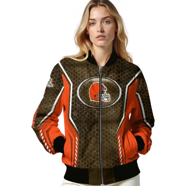 customized cleveland browns power plate brown bomber jacket latest model