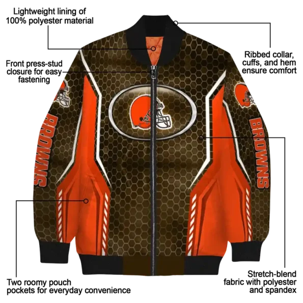 customized cleveland browns power plate brown bomber jacket new arrival