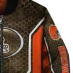 customized cleveland browns power plate brown bomber jacket best selling