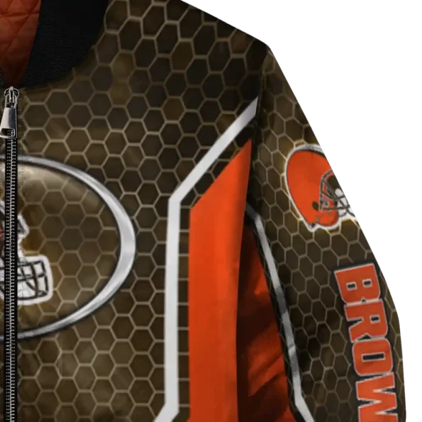 customized cleveland browns power plate brown bomber jacket premium grade
