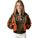 customized cleveland browns power plate brown bomber jacket best selling