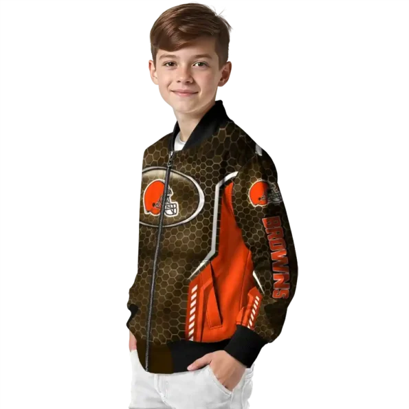 customized cleveland browns power plate brown bomber jacket trendy