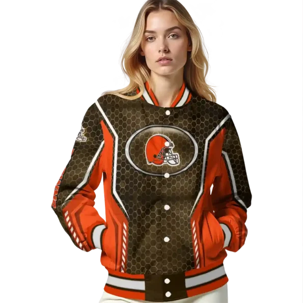 customized cleveland browns power plate brown varsity jacket latest model.webp