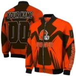 customized cleveland browns spider mark brown crocs bomber jacket best selling