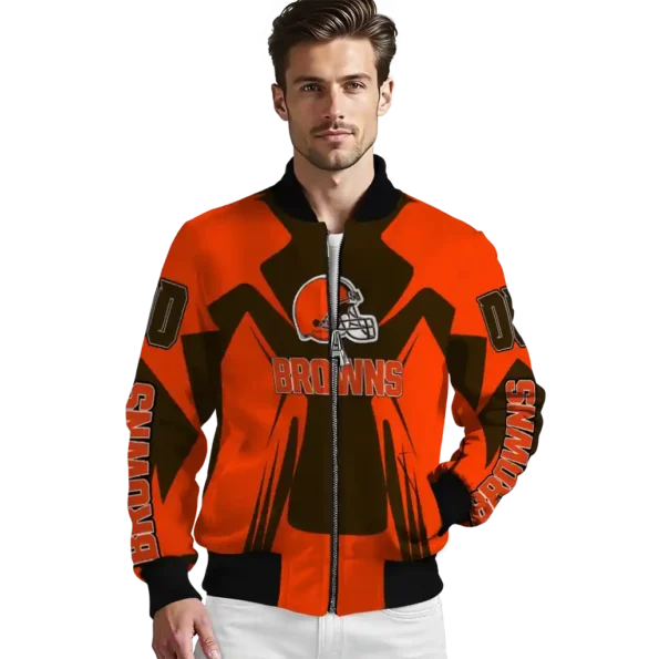 customized cleveland browns spider mark brown crocs bomber jacket high quality