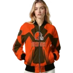 customized cleveland browns spider mark brown crocs bomber jacket best selling