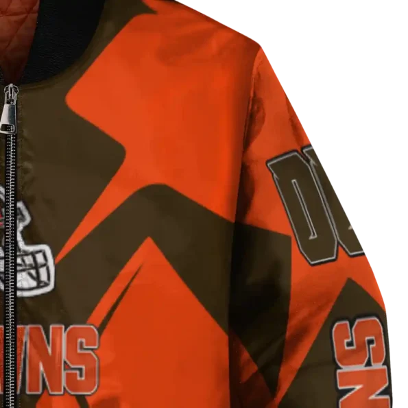 customized cleveland browns spider mark brown crocs bomber jacket premium grade