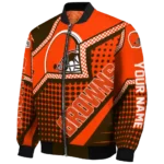 customized cleveland browns star burst brown bomber jacket best selling