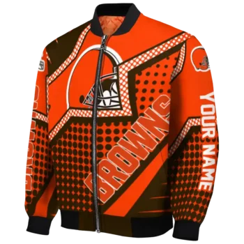 customized cleveland browns star burst brown bomber jacket best selling