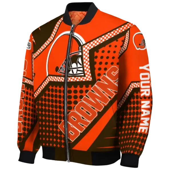 customized cleveland browns star burst brown bomber jacket best selling