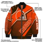 customized cleveland browns star burst brown bomber jacket best selling