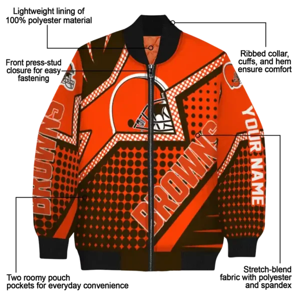 customized cleveland browns star burst brown bomber jacket new arrival