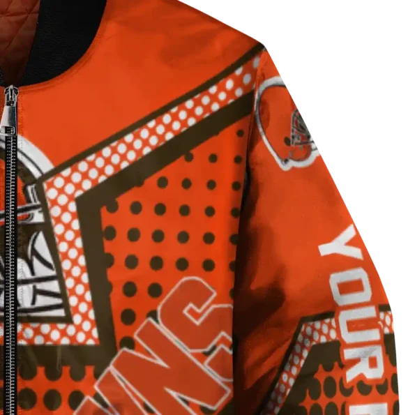 customized cleveland browns star burst brown bomber jacket premium grade