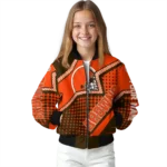 customized cleveland browns star burst brown bomber jacket best selling