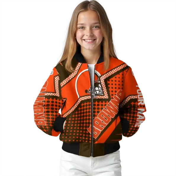 customized cleveland browns star burst brown bomber jacket top rated