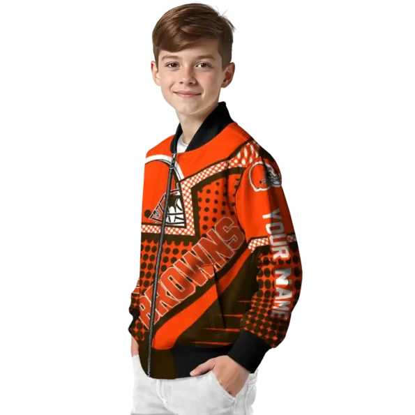 customized cleveland browns star burst brown bomber jacket trendy
