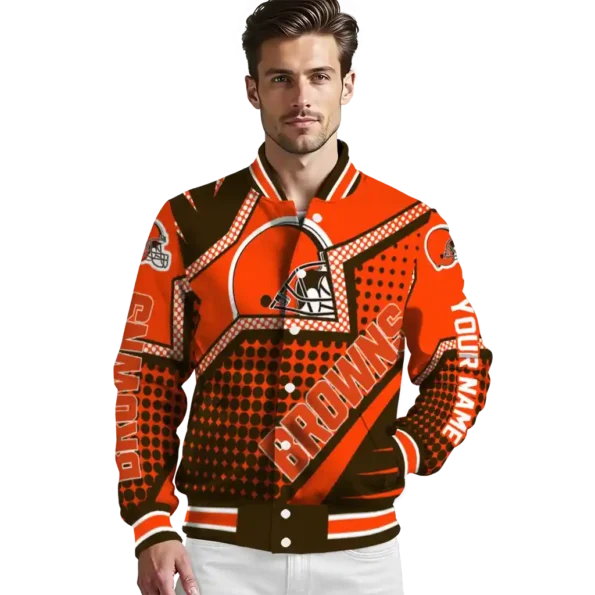 customized cleveland browns star burst brown varsity jacket high quality.webp