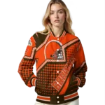 customized cleveland browns star burst brown varsity jacket best selling.webp