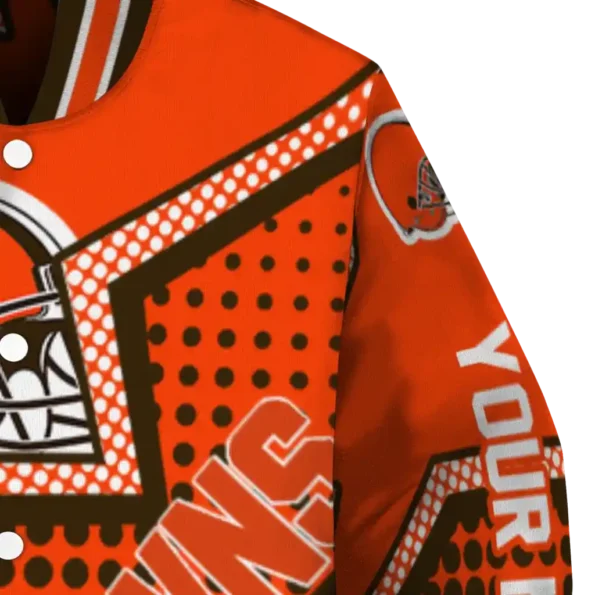 customized cleveland browns star burst brown varsity jacket premium grade.webp