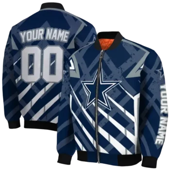 customized dallas cowboys chevron angles blue bomber jacket fashion forward